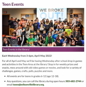 teen library event