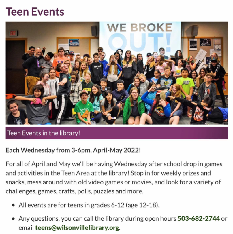 teen library event