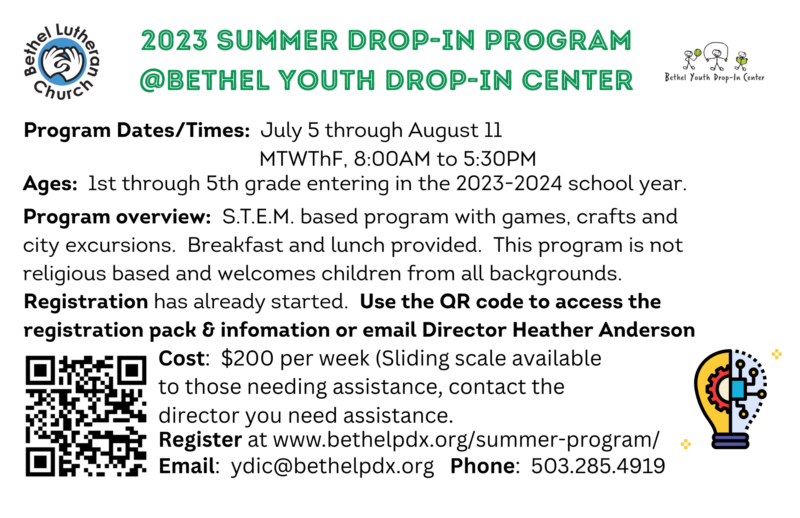 2023 Summer Drop-in Program at Bethel Youth Drop In Center
