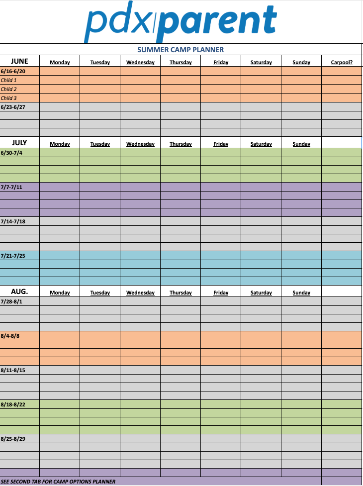 Free Summer Camp Planner - PDX Parent